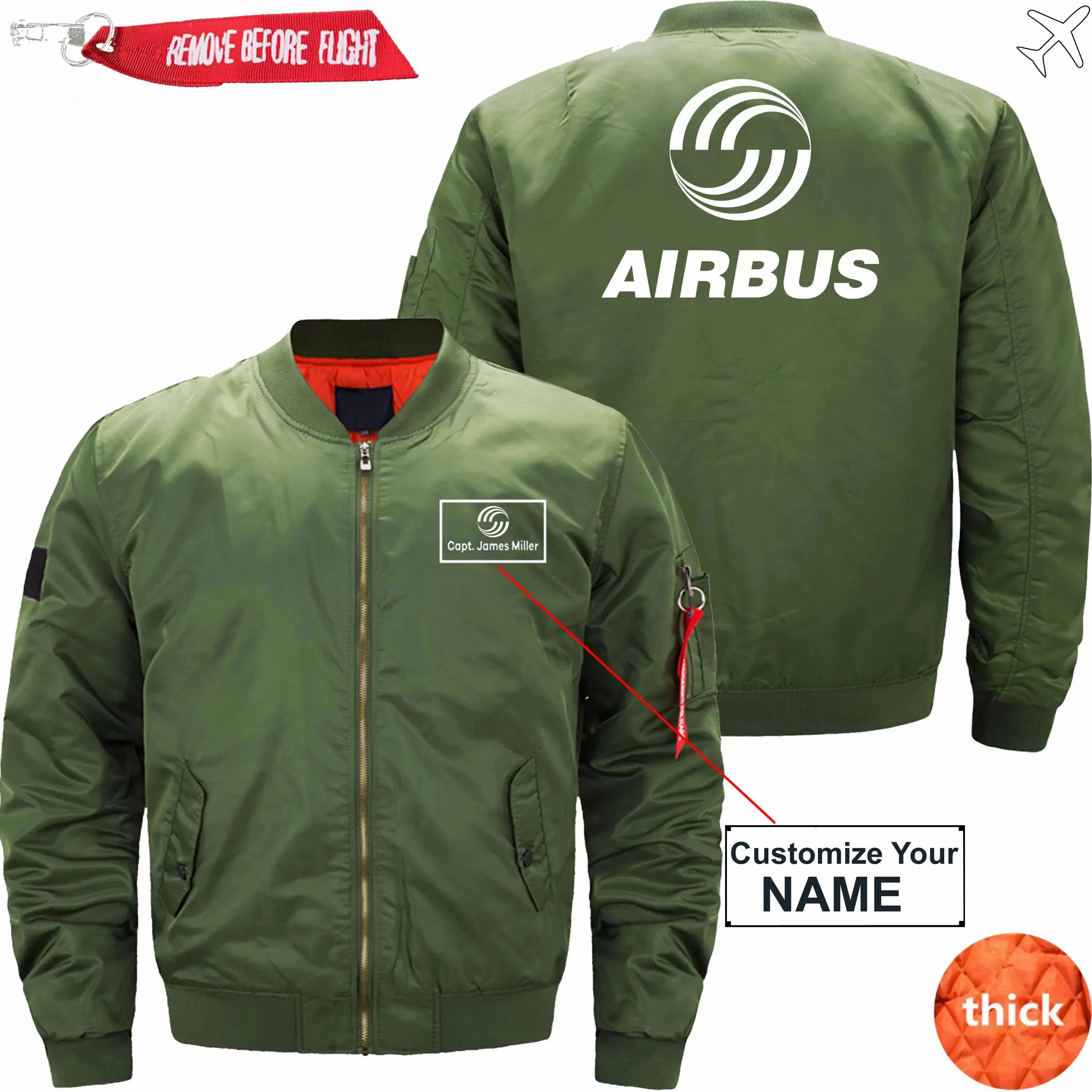 AIRBUS CUSTOM NAME BOMBER FLIGHT AVIATOR JACKET