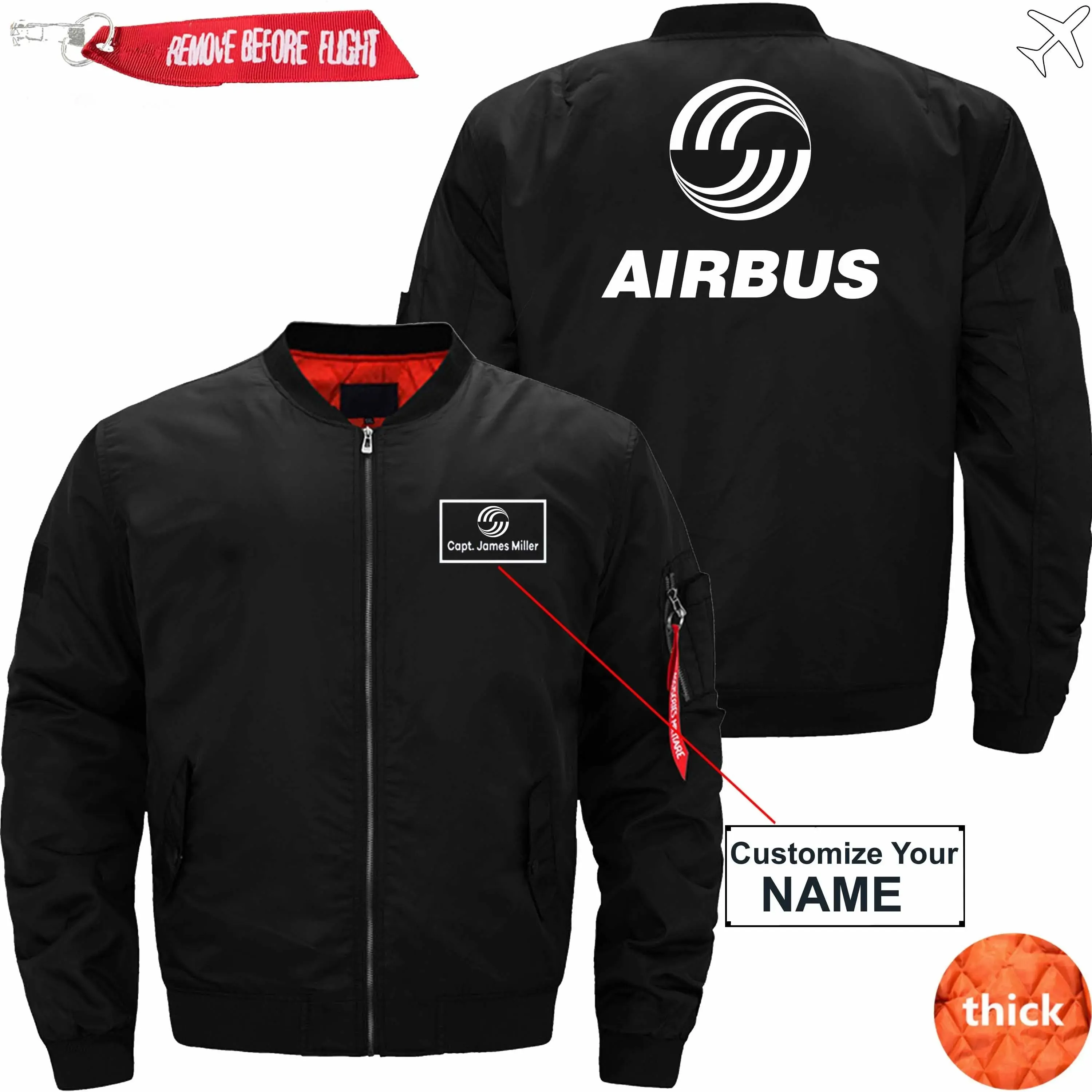 AIRBUS CUSTOM NAME BOMBER FLIGHT AVIATOR JACKET