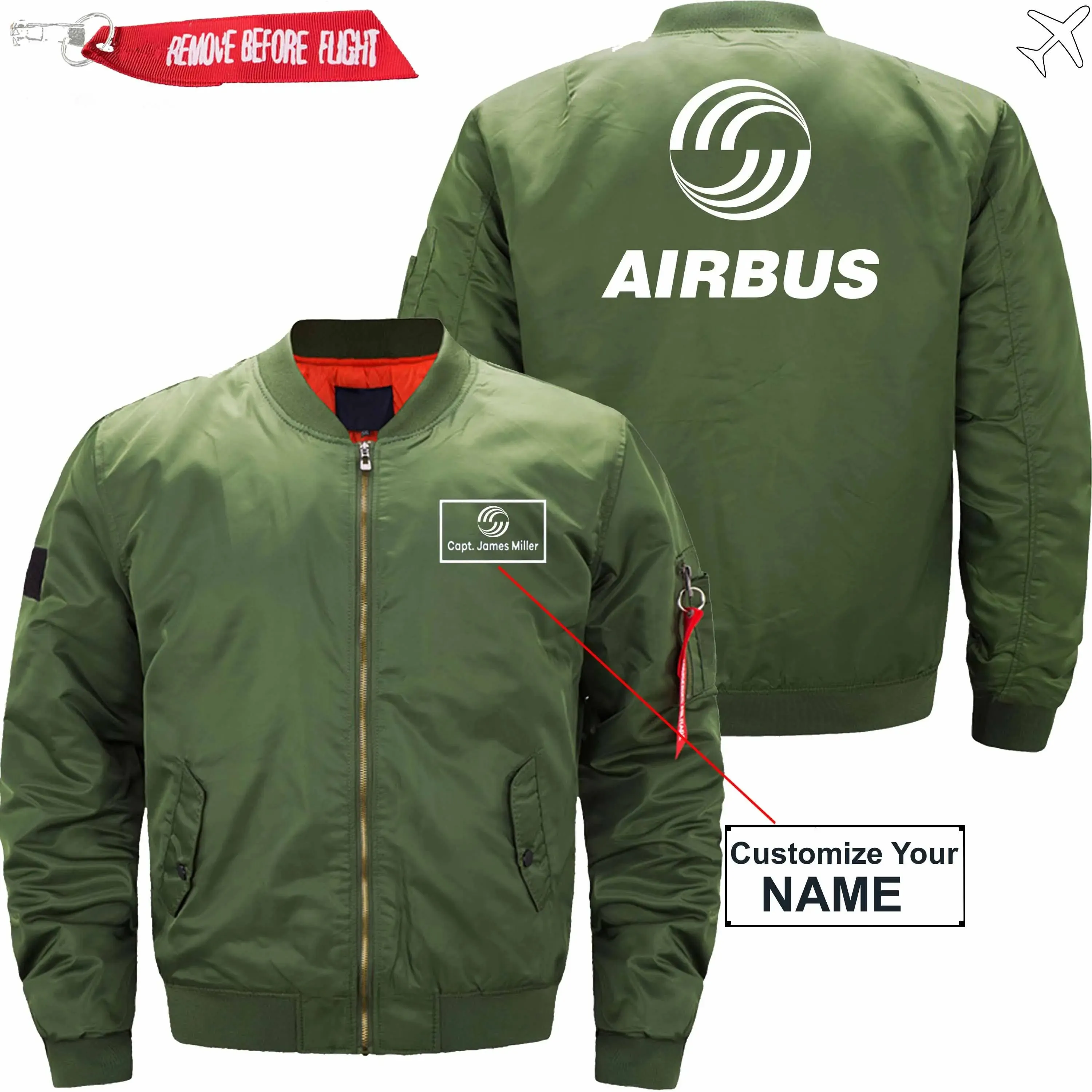 AIRBUS CUSTOM NAME BOMBER FLIGHT AVIATOR JACKET