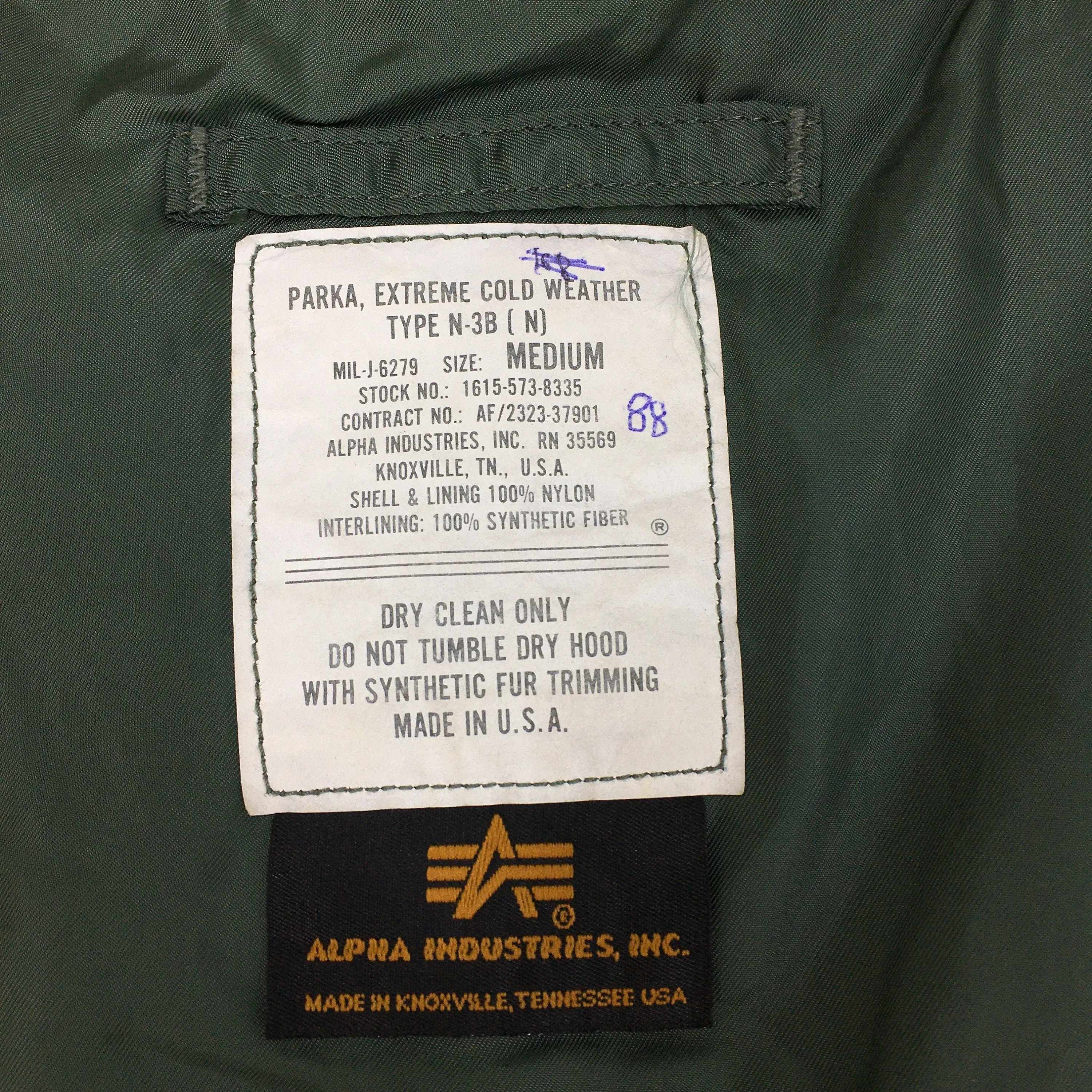 Alpha Industries N-3B Parka Bomber Jacket Medium