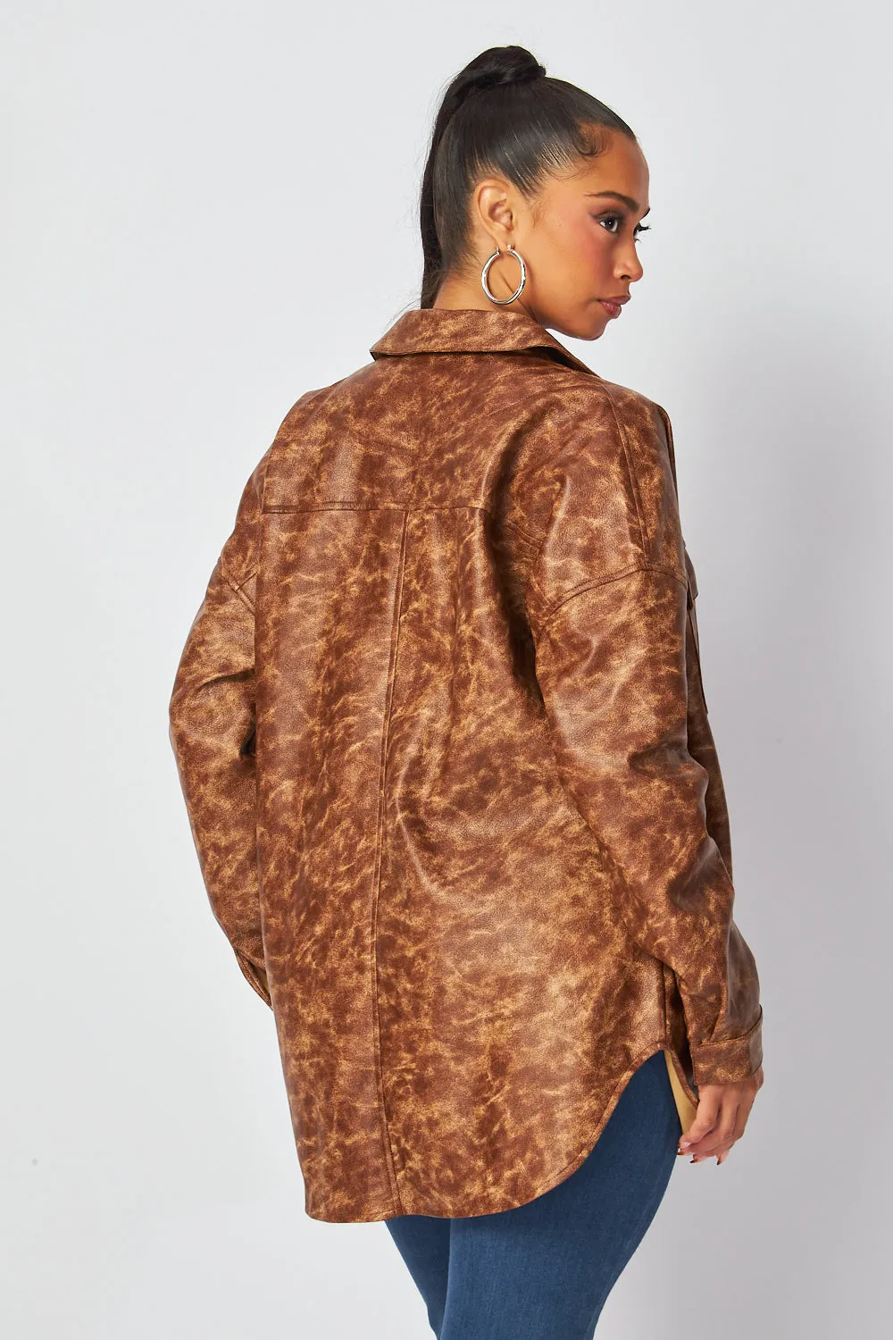Blake Animal Print Faux Leather Shacket