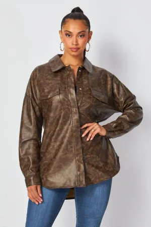 Blake Animal Print Faux Leather Shacket
