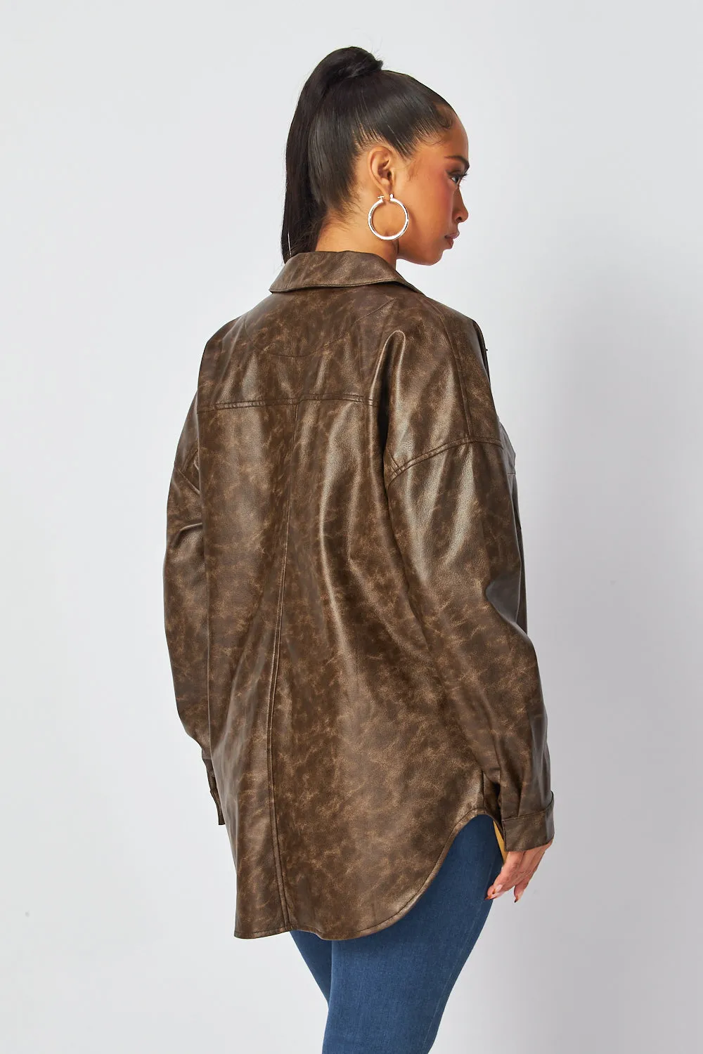Blake Animal Print Faux Leather Shacket