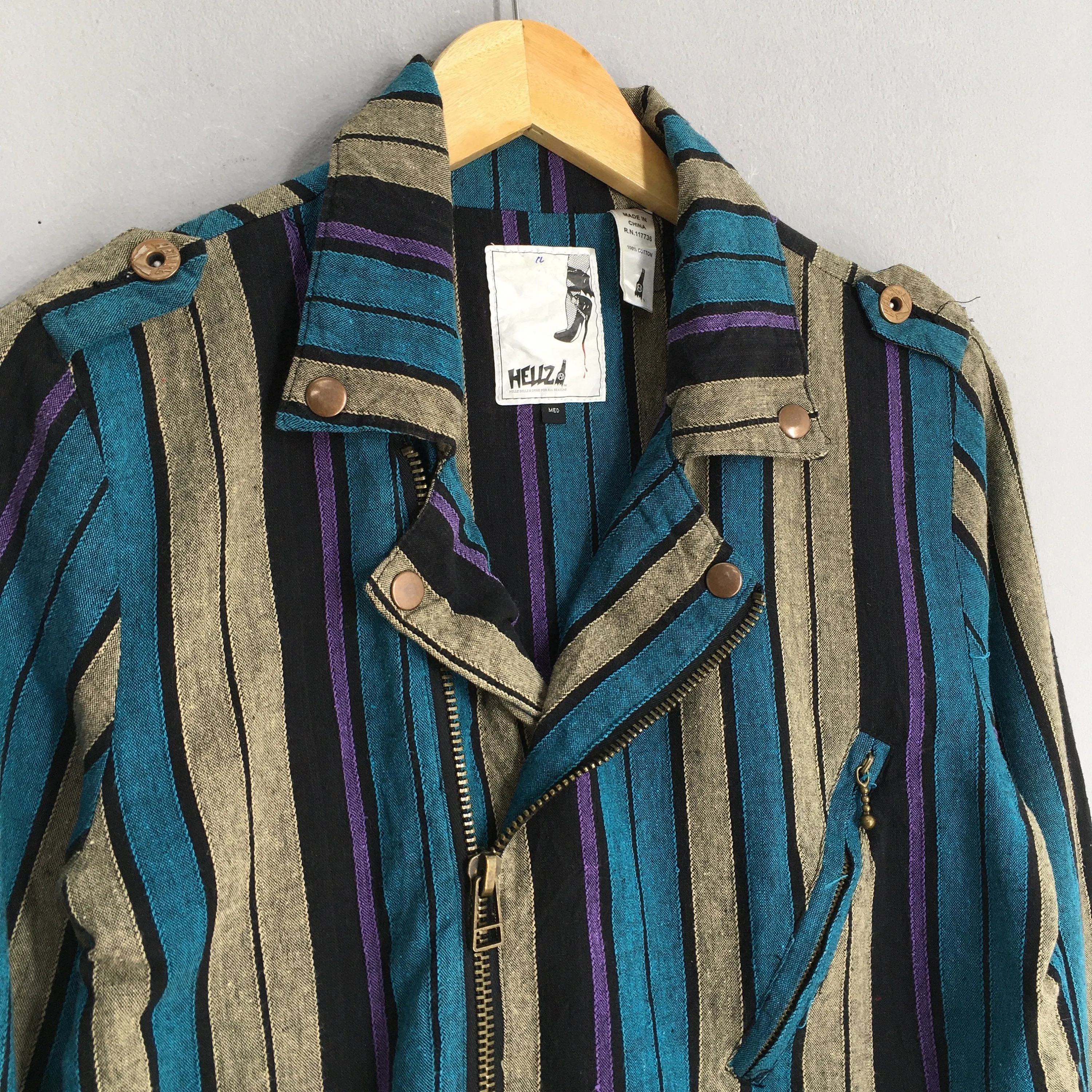 Bondage Punk Stripes Goth Ladies Jacket Medium