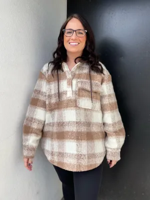 Brushed Vintage Plaid Pullover Shacket