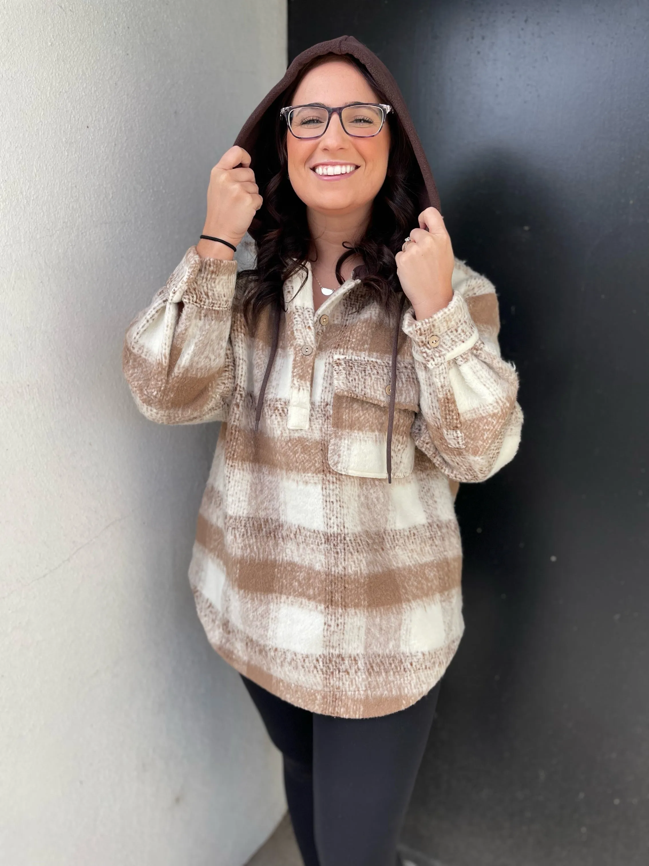 Brushed Vintage Plaid Pullover Shacket