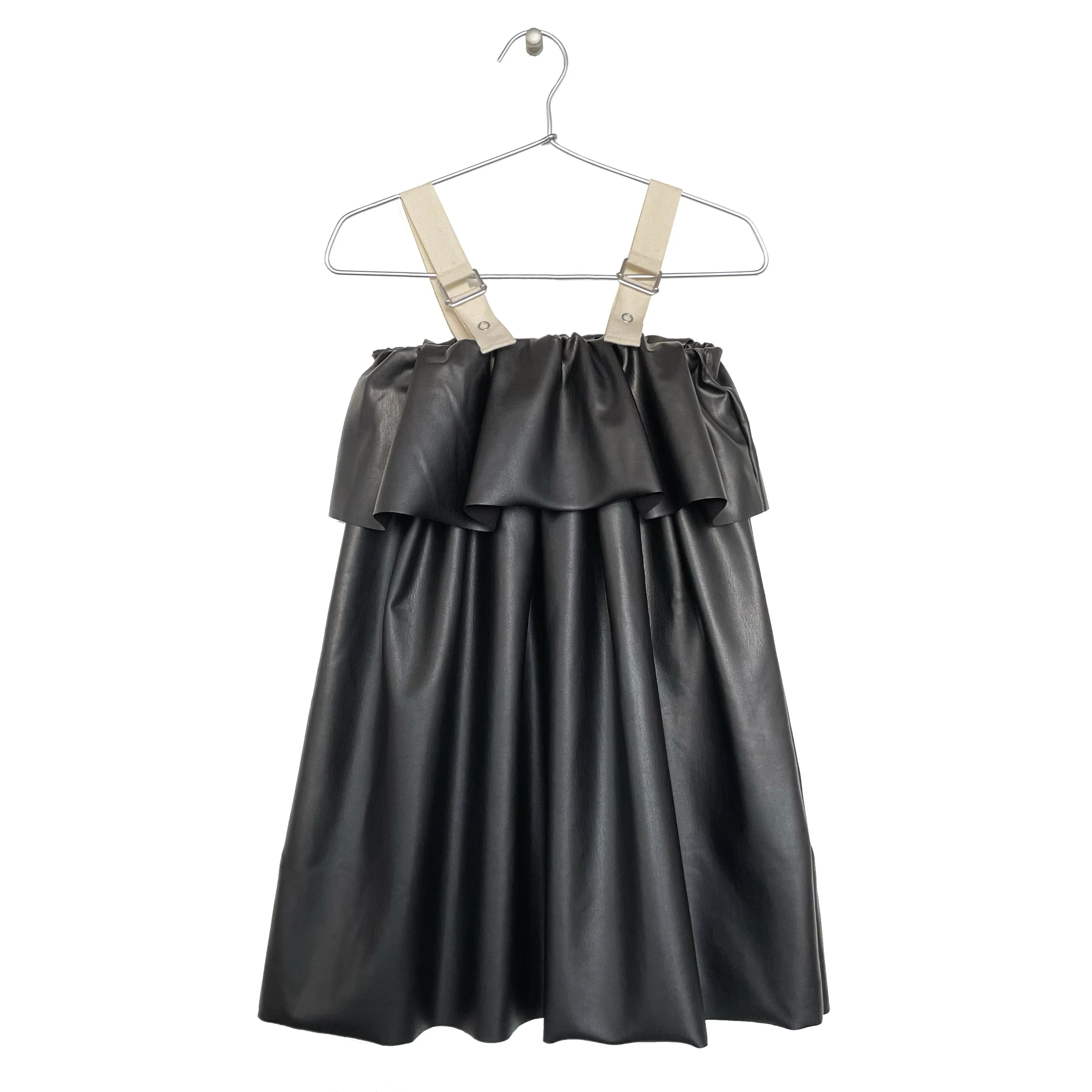 BUCKLE STAP FAUX LEATHER  DRESS
