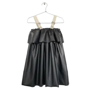 BUCKLE STAP FAUX LEATHER  DRESS