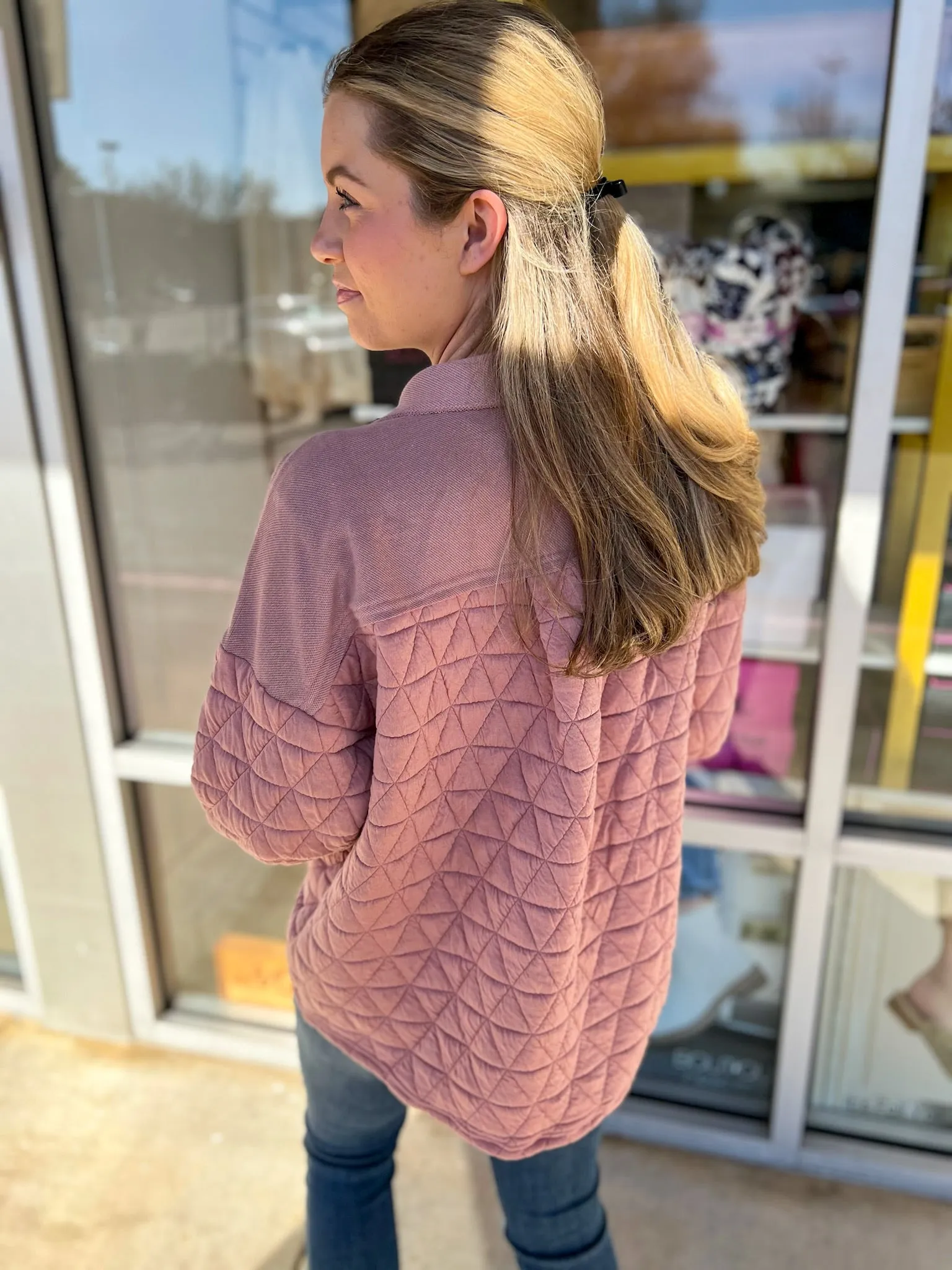 Calling On You Blush Quilted Shacket