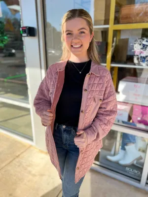 Calling On You Blush Quilted Shacket