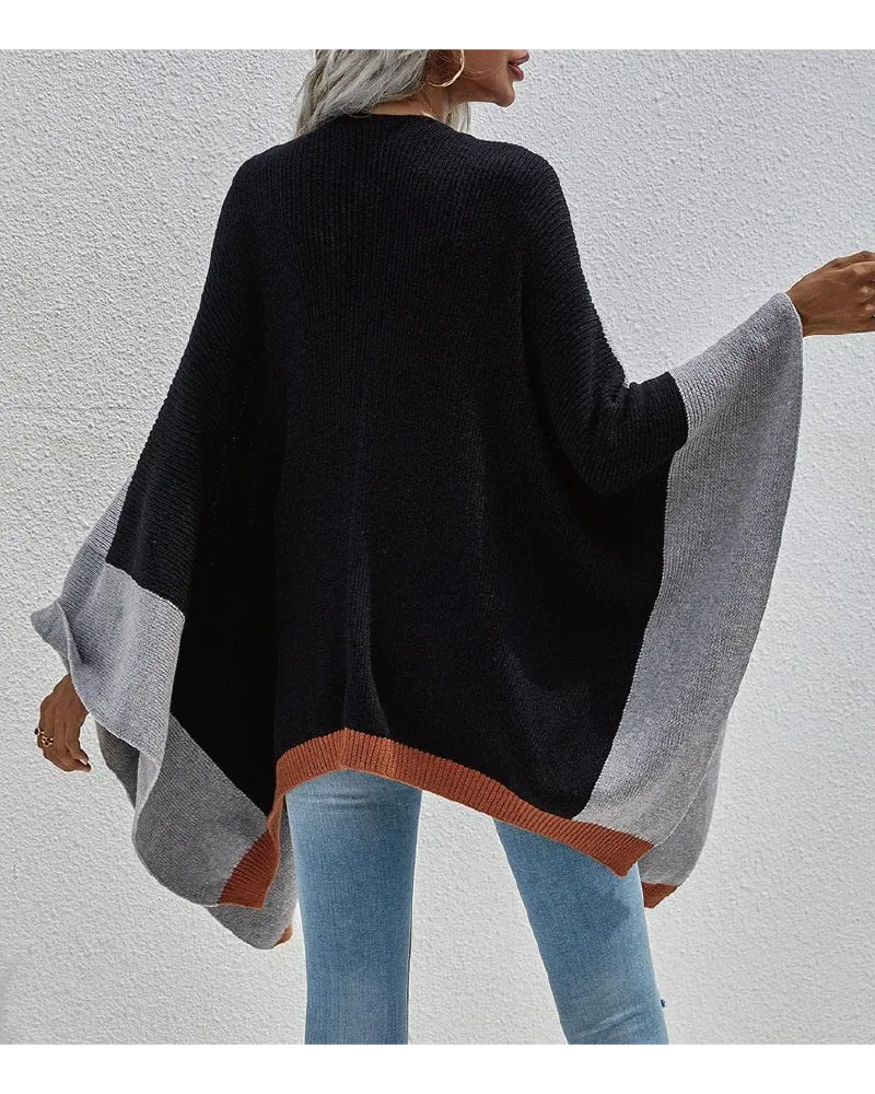 Color Block Throw Over Shawl