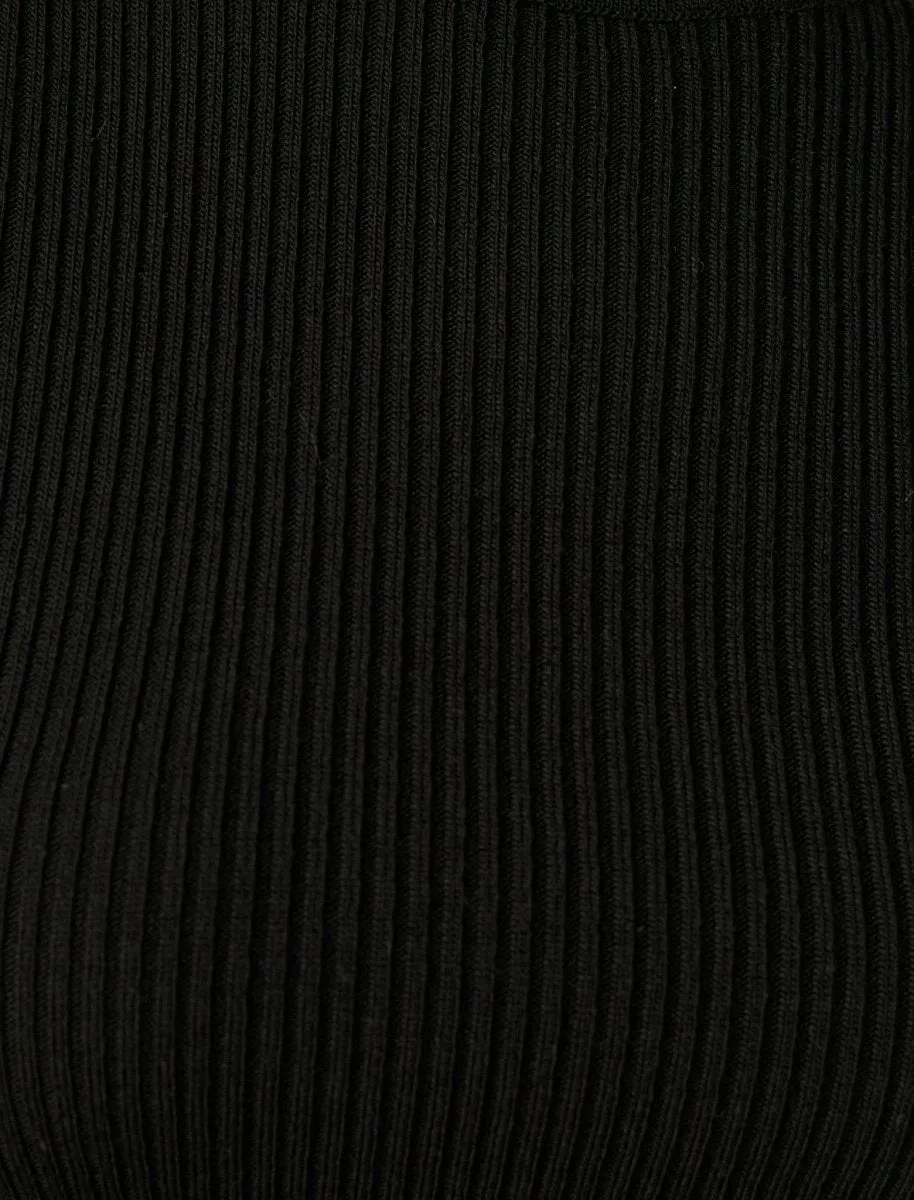 Crop Mock Neck Sweater in Black