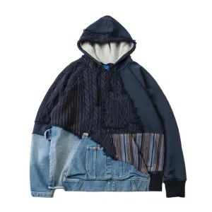Denim Cable Sweater Hoodie
