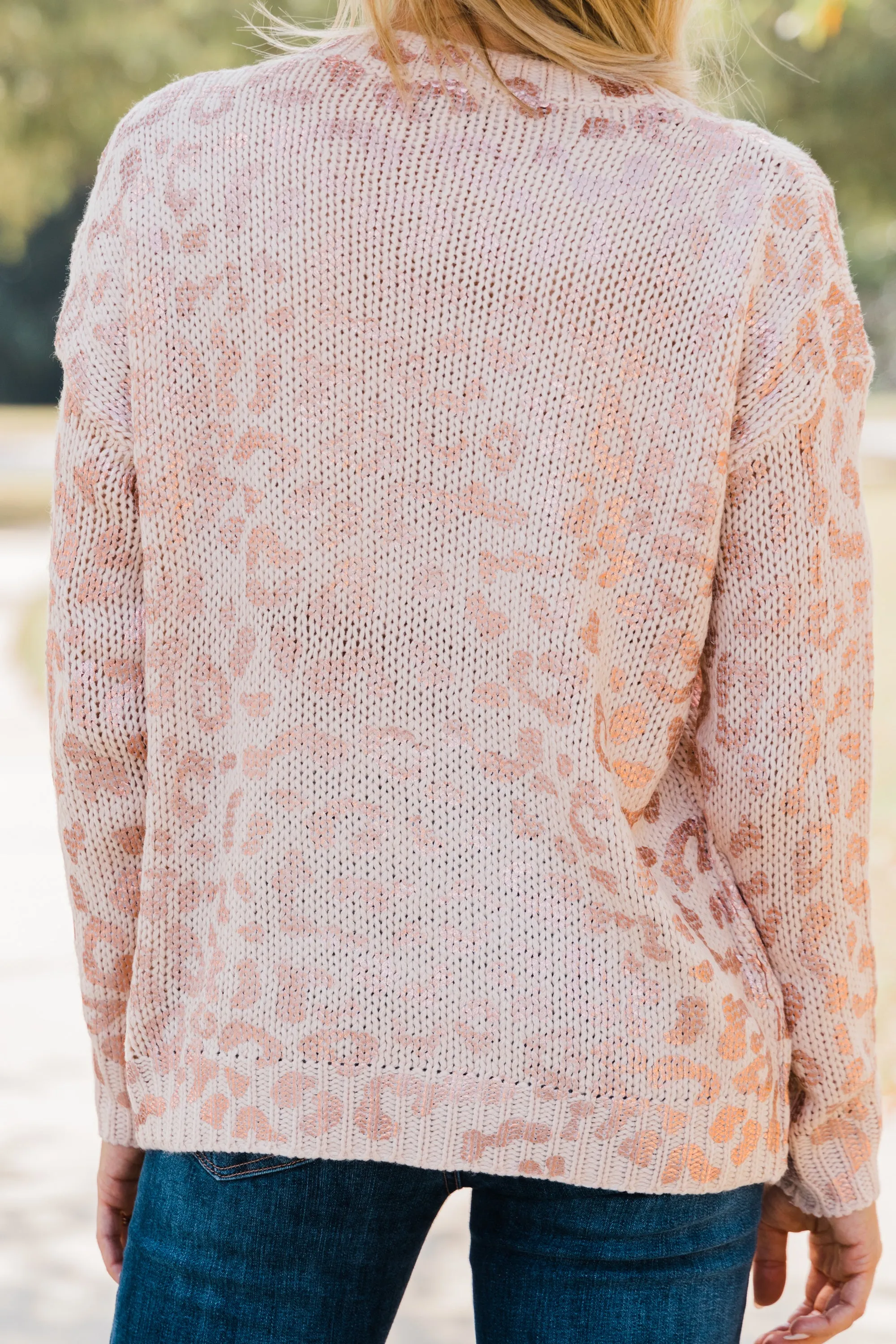 Detected Perfection Dusty Rose Leoaprd Sweater
