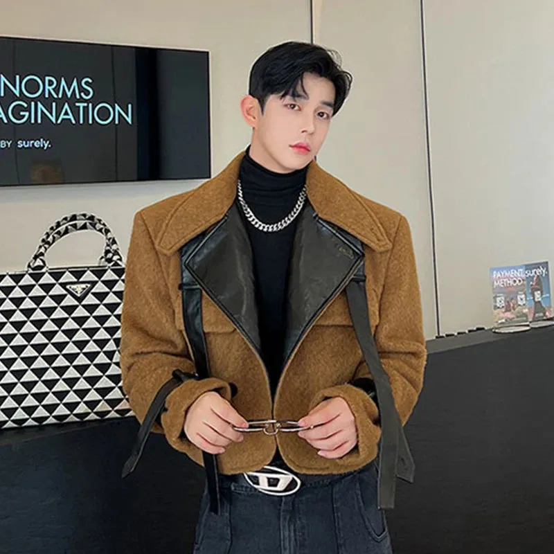 Double Buckle Leather Short Jacket