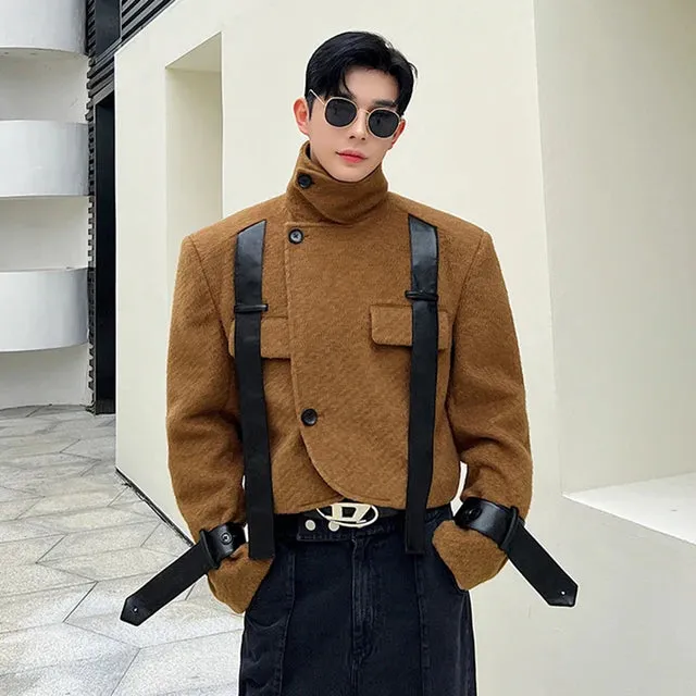 Double Buckle Leather Short Jacket