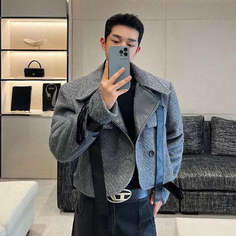 Double Buckle Leather Short Jacket