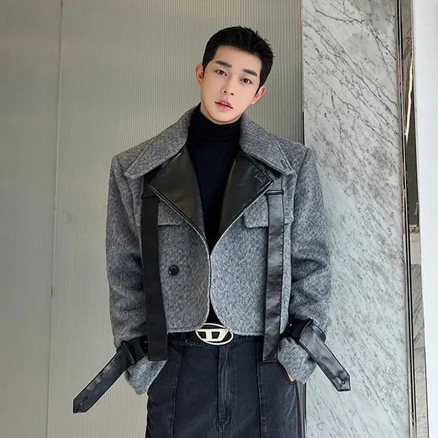 Double Buckle Leather Short Jacket