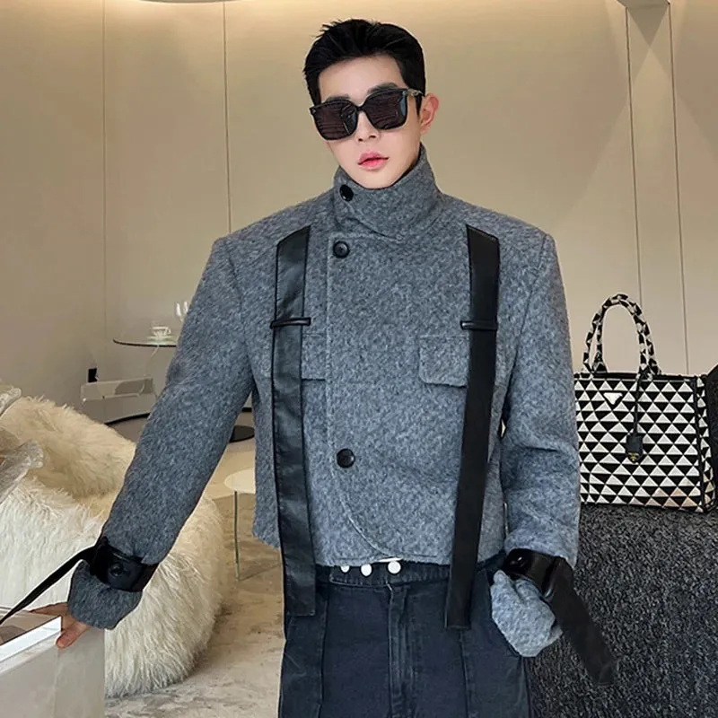 Double Buckle Leather Short Jacket