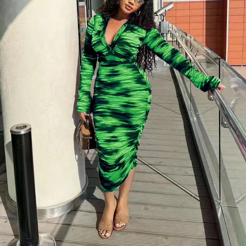 Elowyn - Elegant Printed Bodycon Midi Dress for Women