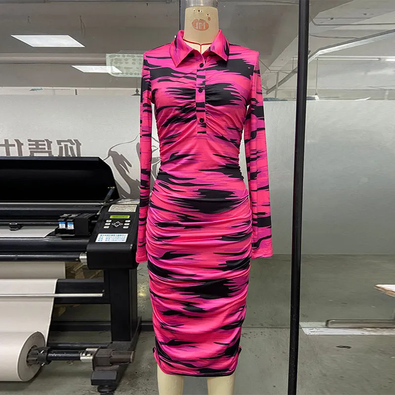 Elowyn - Elegant Printed Bodycon Midi Dress for Women