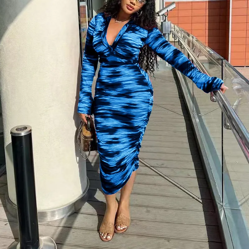 Elowyn - Elegant Printed Bodycon Midi Dress for Women