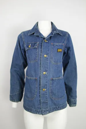 Ely Made in US pre 80s denim chore jacket triple stitched 4 pocket - Blue - S