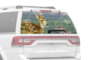 Fawn And Flowers Rear Window Decal