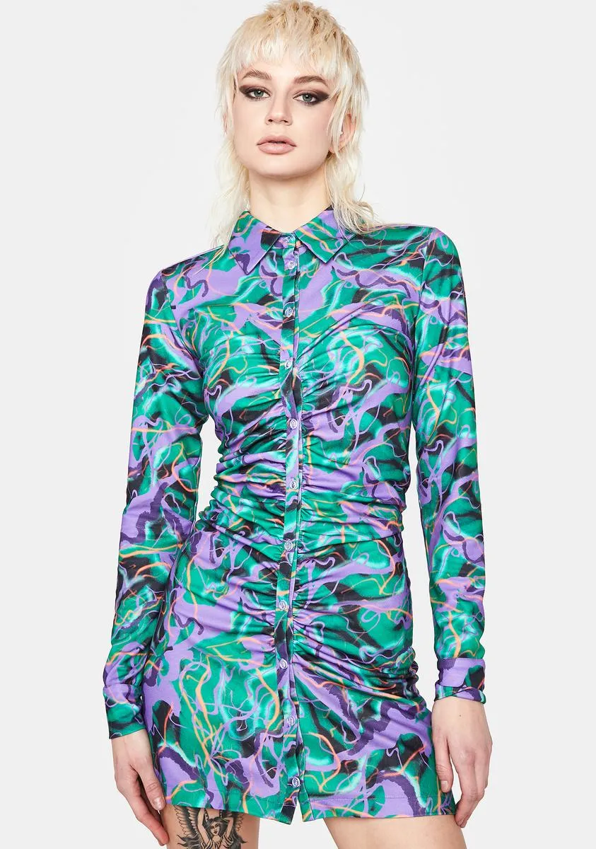 Jungle Ruched Mini Dress