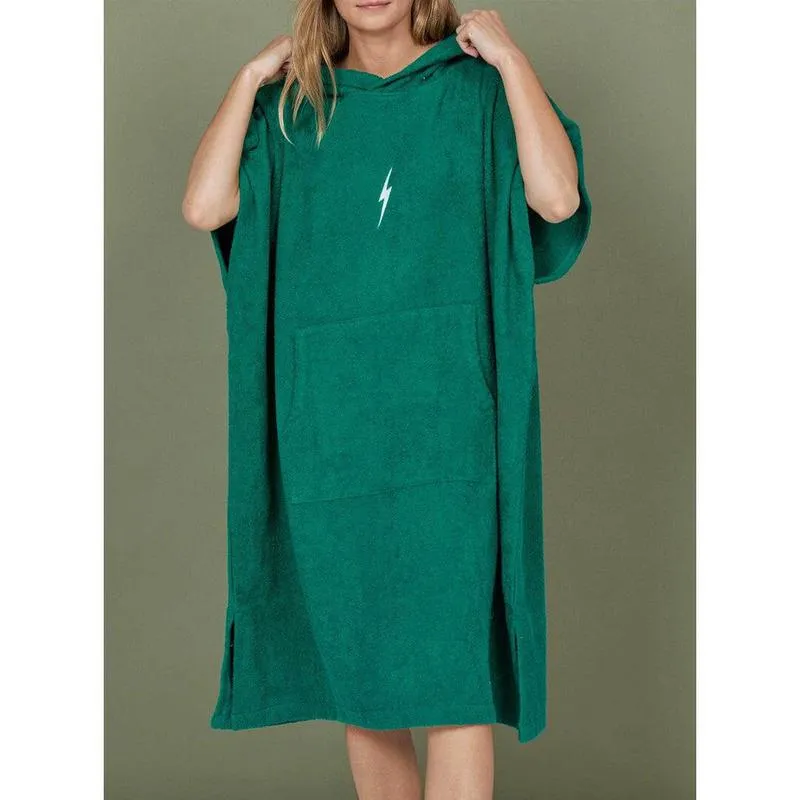 Lightning Bolt Hooded Poncho - Ultramarine Green