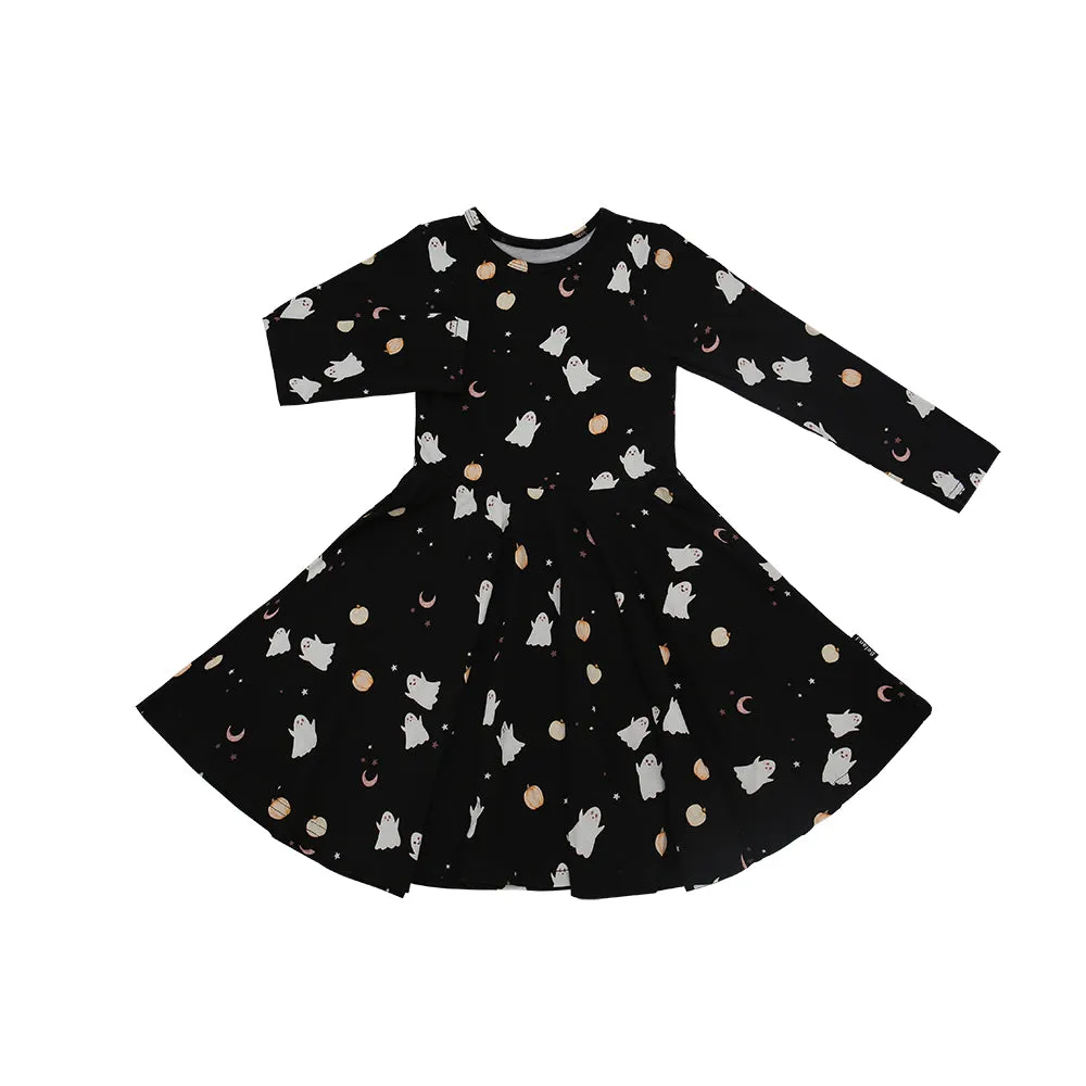 Long Sleeve Twirl Dress - Ghosts