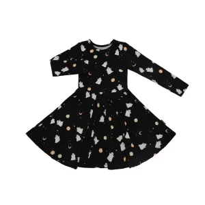 Long Sleeve Twirl Dress - Ghosts