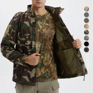 Men's Winter Camo Military Tactical Jacket Fleeced Hooded Outwear Softshell Windbreaker Coat