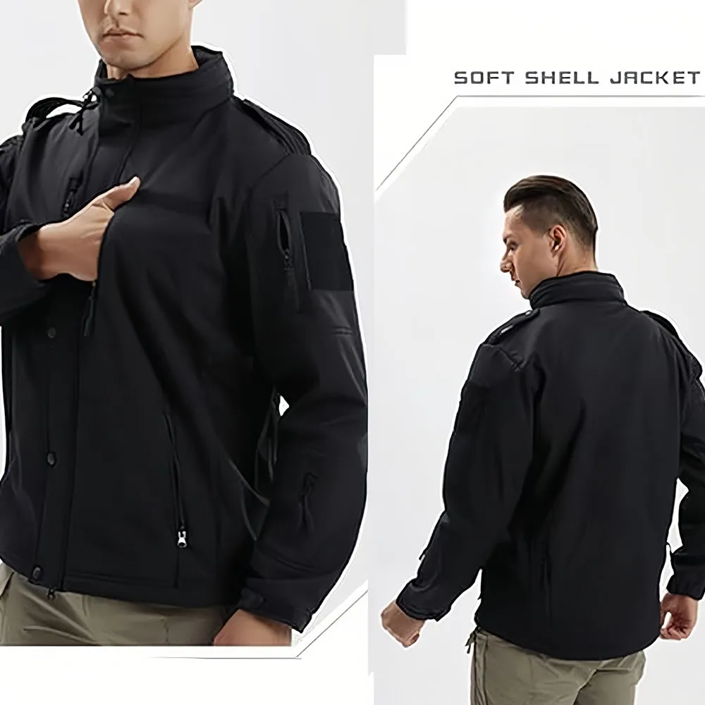 Men's Winter Camo Military Tactical Jacket Fleeced Hooded Outwear Softshell Windbreaker Coat
