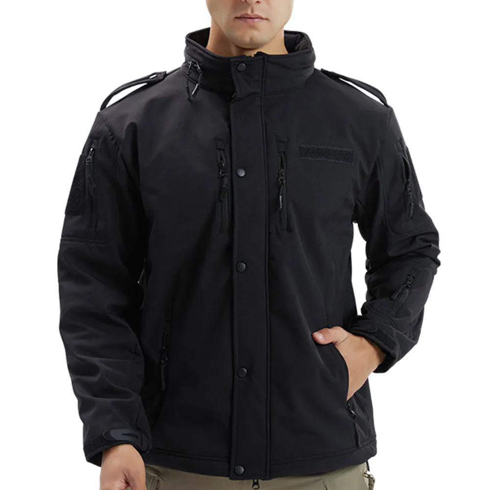 Men's Winter Camo Military Tactical Jacket Fleeced Hooded Outwear Softshell Windbreaker Coat