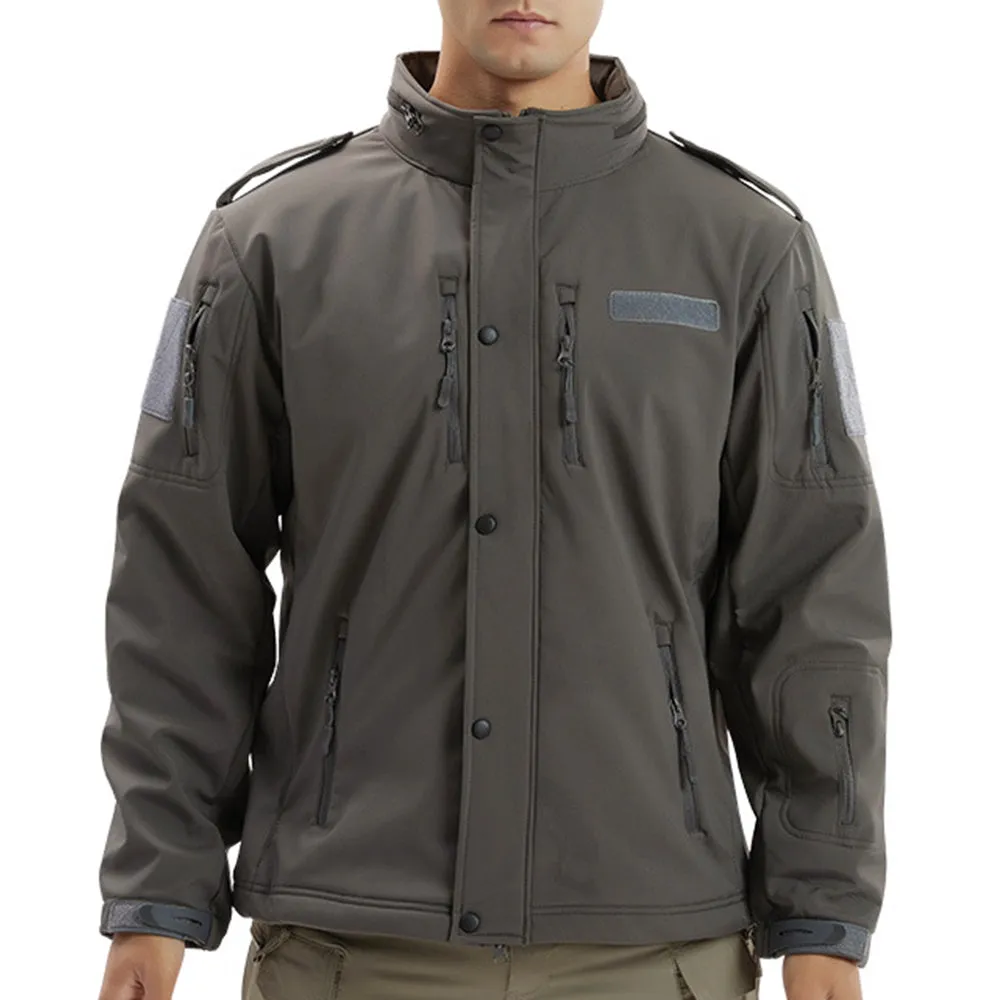 Men's Winter Camo Military Tactical Jacket Fleeced Hooded Outwear Softshell Windbreaker Coat