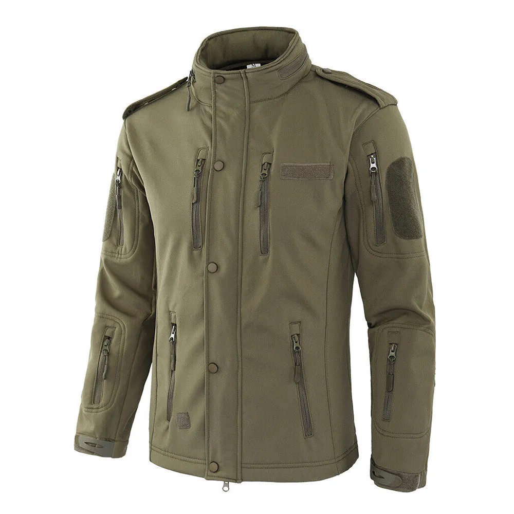 Men's Winter Camo Military Tactical Jacket Fleeced Hooded Outwear Softshell Windbreaker Coat