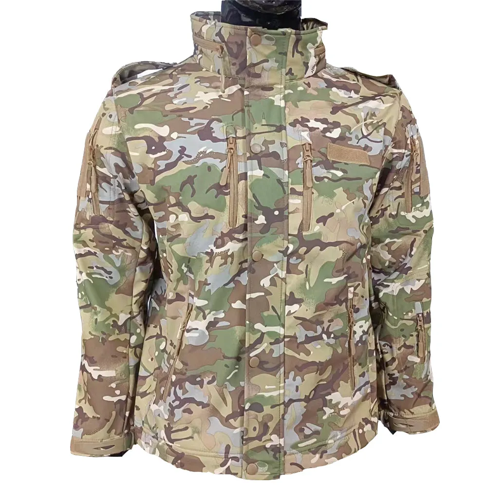 Men's Winter Camo Military Tactical Jacket Fleeced Hooded Outwear Softshell Windbreaker Coat