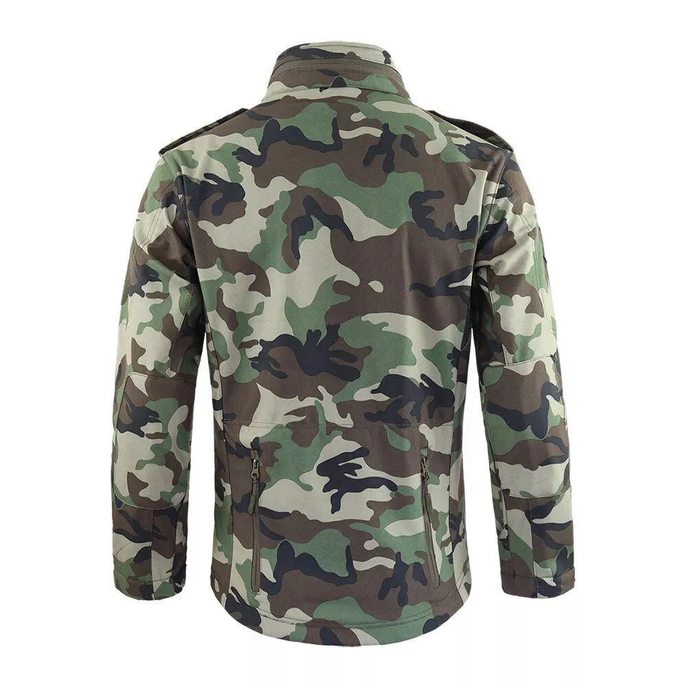 Men's Winter Camo Military Tactical Jacket Fleeced Hooded Outwear Softshell Windbreaker Coat