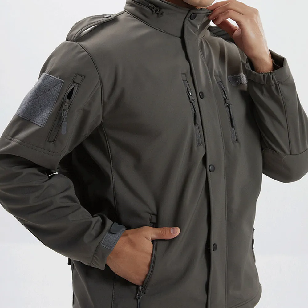 Men's Winter Camo Military Tactical Jacket Fleeced Hooded Outwear Softshell Windbreaker Coat