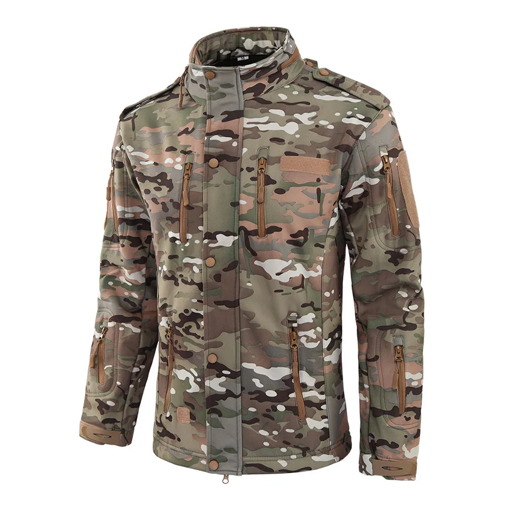 Men's Winter Camo Military Tactical Jacket Fleeced Hooded Outwear Softshell Windbreaker Coat