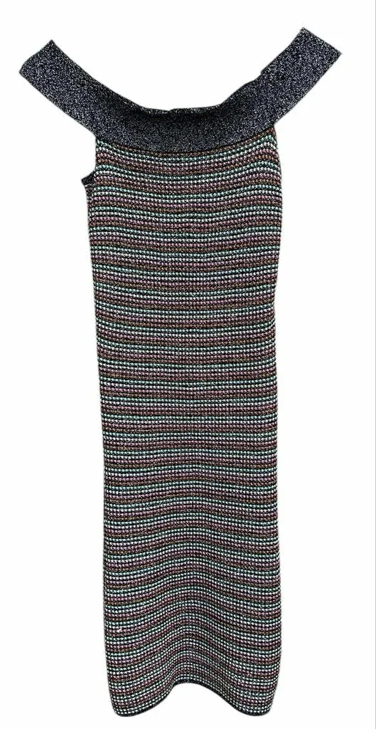 Missoni Sparkly Off the Shoulder Bodycon Mini Dress - Size 38