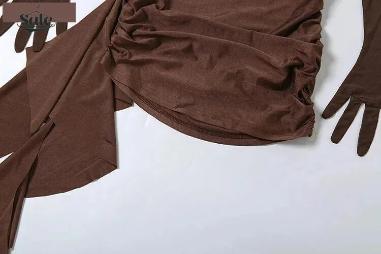 Mocha Clubbing Mini Dress for Evening Glam