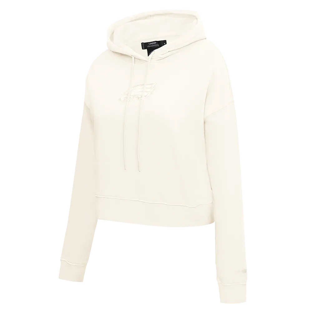 NFL PHILADELPHIA EAGLES NEUTRAL WOMENS CROPPED PO HOODIE (EGGSHELL)
