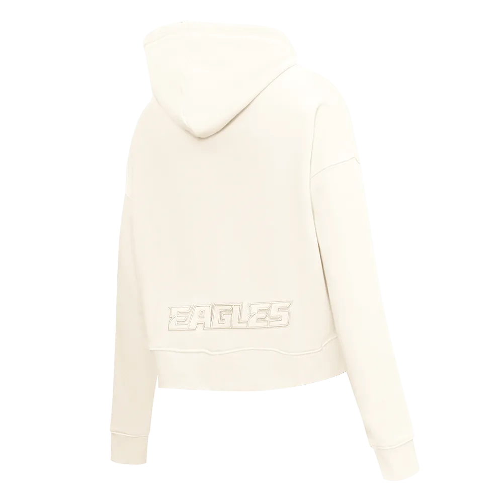 NFL PHILADELPHIA EAGLES NEUTRAL WOMENS CROPPED PO HOODIE (EGGSHELL)