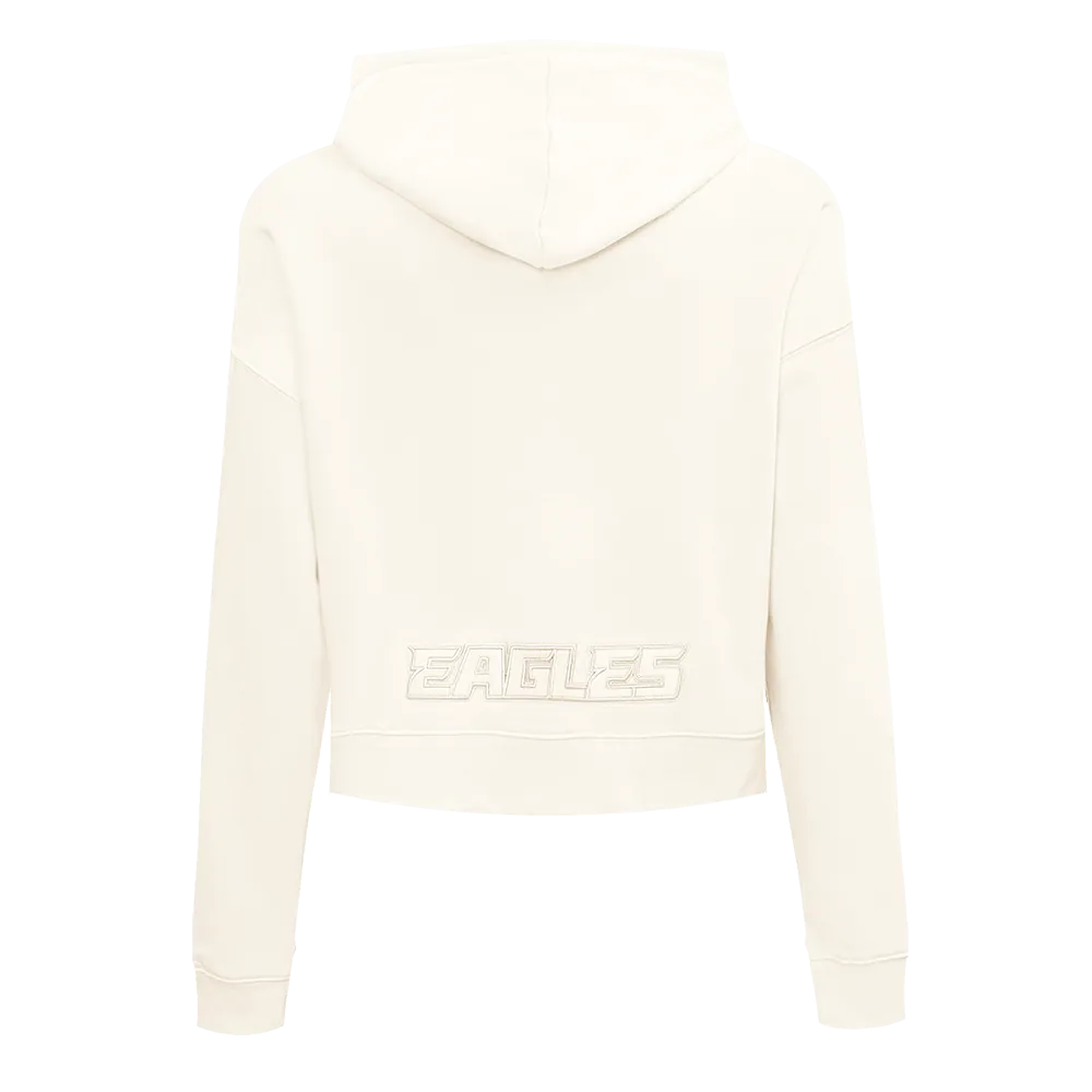 NFL PHILADELPHIA EAGLES NEUTRAL WOMENS CROPPED PO HOODIE (EGGSHELL)