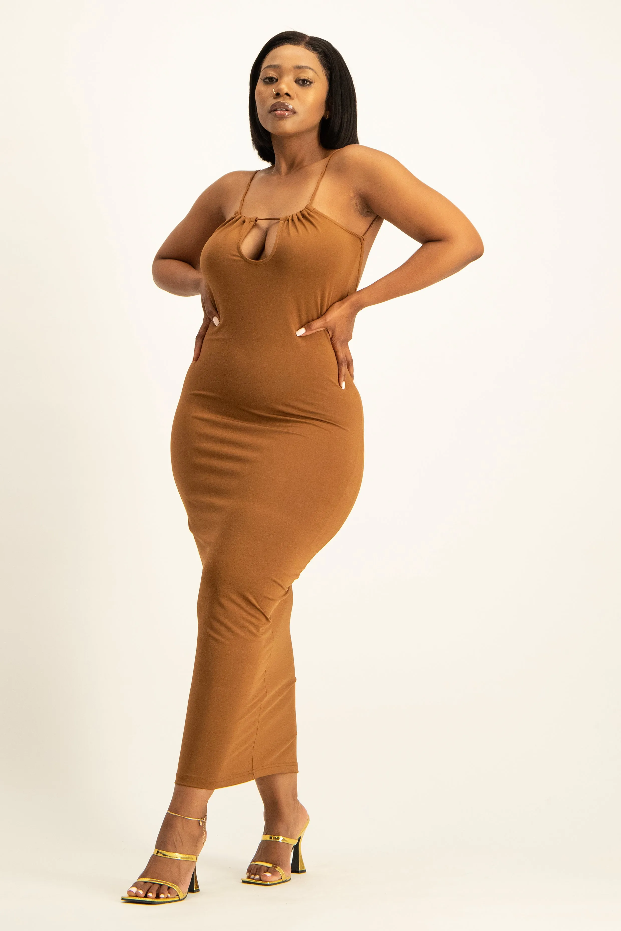 Open Back Dress w/ Front Keyhole