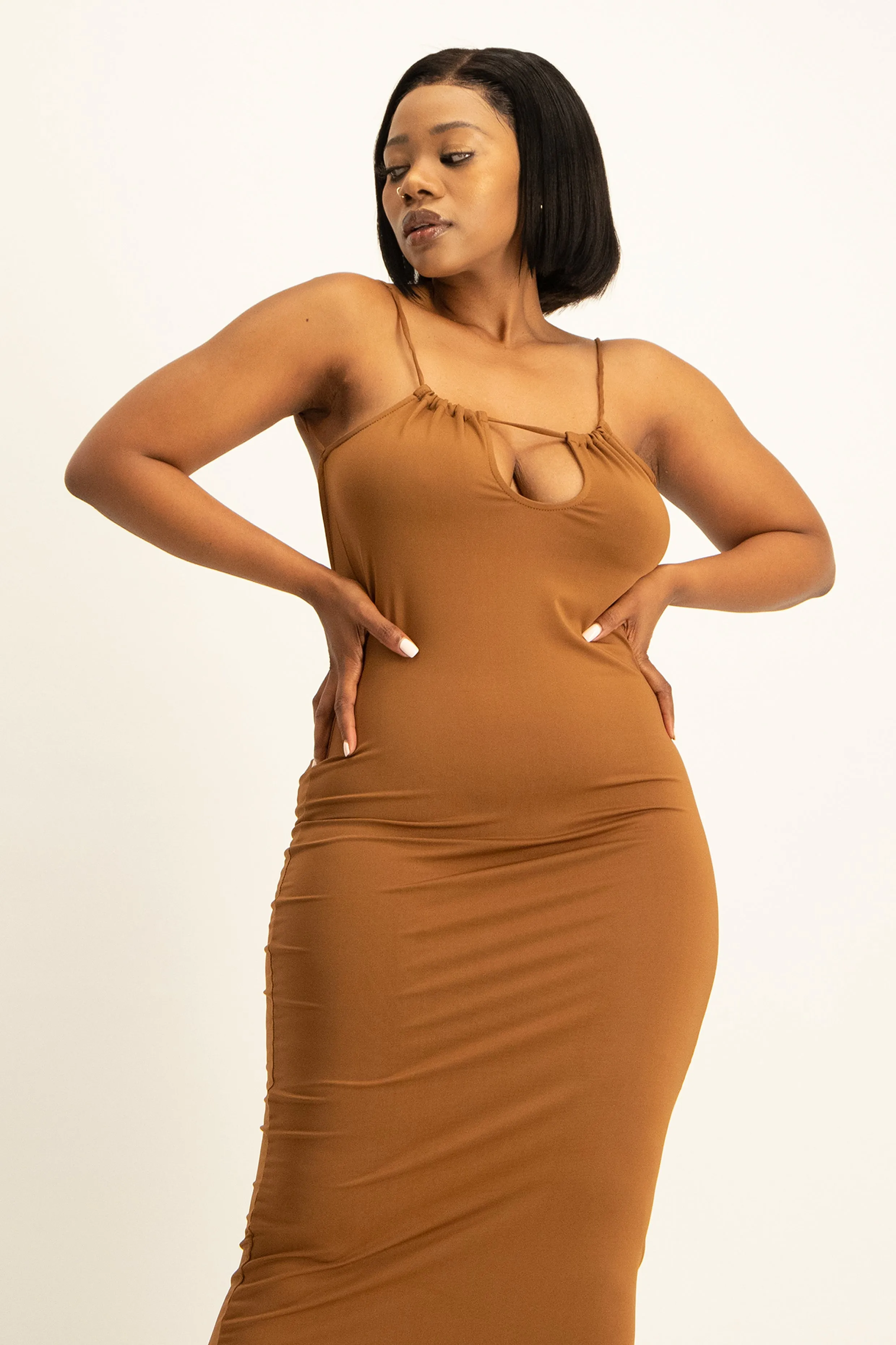 Open Back Dress w/ Front Keyhole