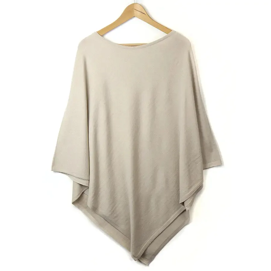 POM Fine Blend Knit Poncho Oatmeal 60121