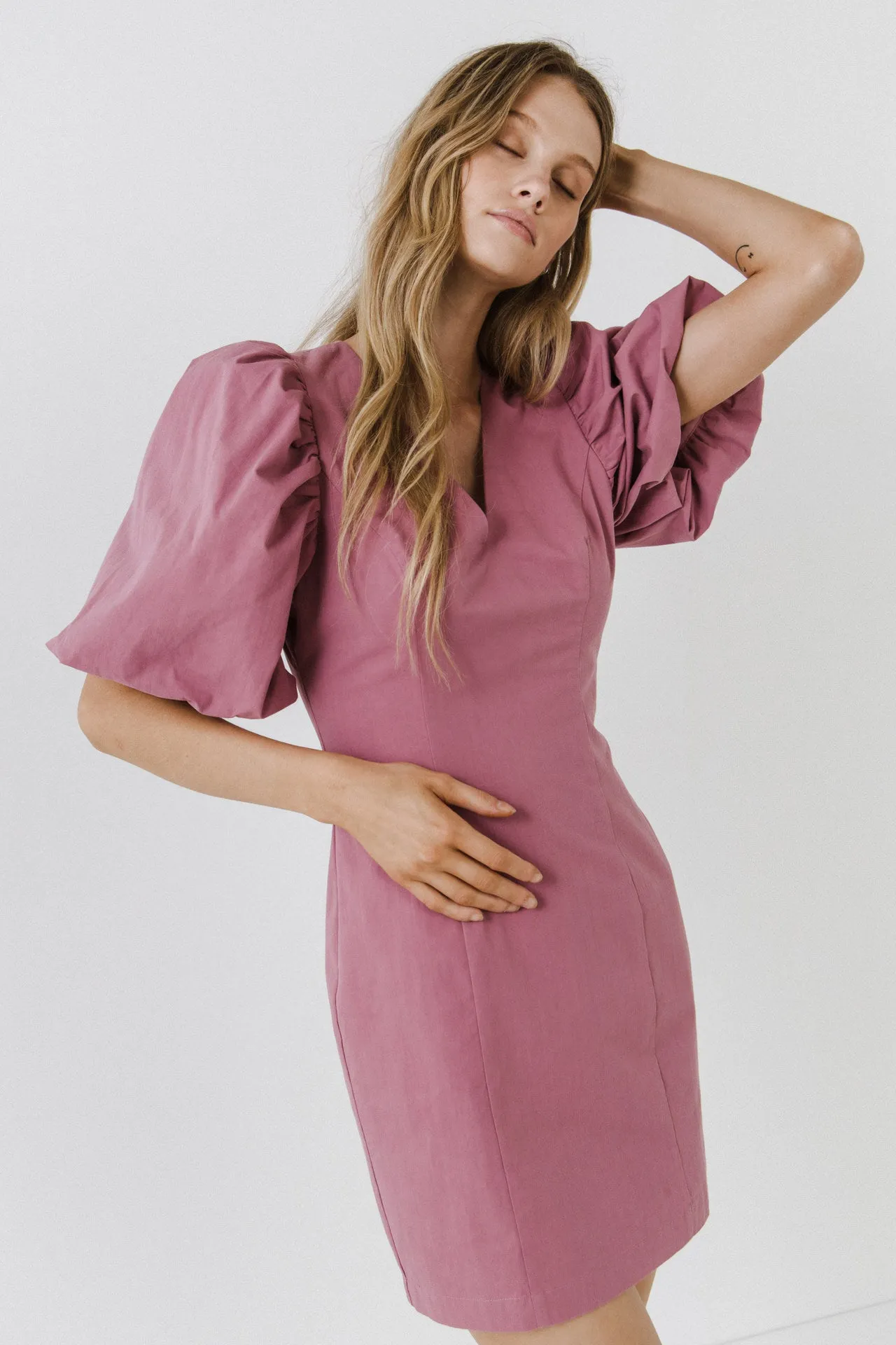 Puff Sleeve Bodycon Mini Dress